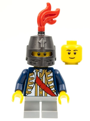 Preowned LEGO® Minifigure – Castle cas476a Red Sash Helmet Closed Light Bluish Gray Legs Sh