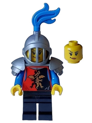Preowned LEGO® Minifigure – Castle cas581 Dragon Knight Female Black Legs Flat Silver Helme