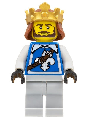 Preowned LEGO® Minifigure – Minifigures col261 Warrior King w/Fleur-de-lis Vest Crown Dark