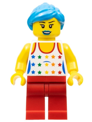 Preowned LEGO® Minifigure – Minifigures col268 Musician Female White Top w/Rainbow Stars Re