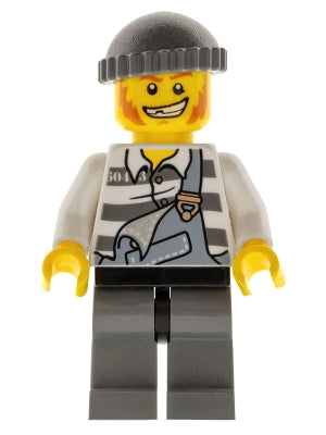Preowned LEGO® Minifigure – Minifigures col283 Police Jail Prisoner Torn Overalls over Pris