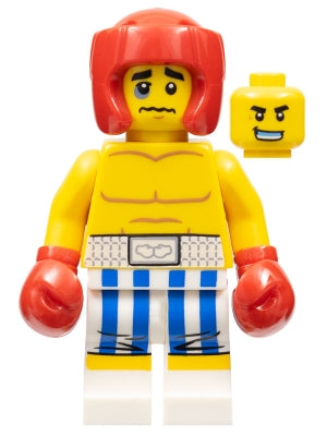 Preowned LEGO® Minifigure – Minifigures col304 Boxer Black Eye Blue and White Striped Trunk