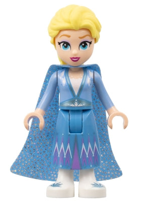 Preowned LEGO® Minifigure – Disney dis125 Elsa Glitter Cape w/Two Tails Medium Blue Skirt w