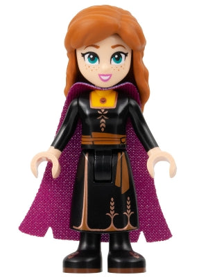 Preowned LEGO® Minifigure – Disney dis126 Anna Black Dress Magenta and Dark Purple Cape Nar