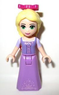 Preowned LEGO® Minifigure – Disney dp010 Rapunzel Mini Doll Lavender and Magenta Bows Mediu