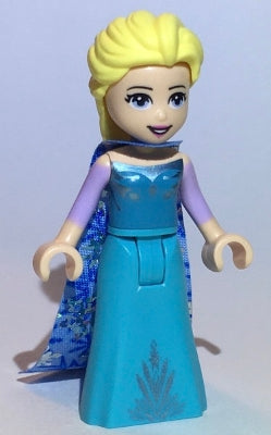 Preowned LEGO® Minifigure – Disney dp076 Elsa Medium Blue Long Narrow Cape w/Snowflakes Lav