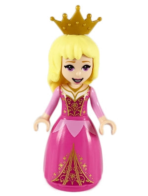 Preowned LEGO® Minifigure – Disney dp078 Aurora Wide Skirt w/Gold Filigree Pearl Gold Tiara