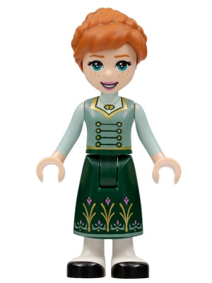 Preowned LEGO® Minifigure – Disney dp160 Anna Dark Green Skirt w/Flowers Sand Green Vest Li