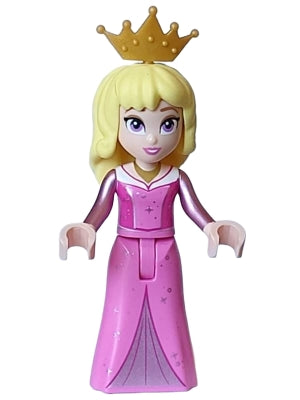 Preowned LEGO® Minifigure – Disney dp176 Aurora Dark Pink Dress Magenta Vest Gold Necklace