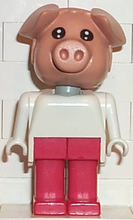 Preowned LEGO® Minifigure – Fabuland fab11f Pig Peter Pig (Cook) Red Legs White Top