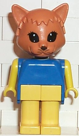 Preowned LEGO® Minifigure – Fabuland fab3e Cat Charlie Cat Brown Head Yellow Legs and Arms