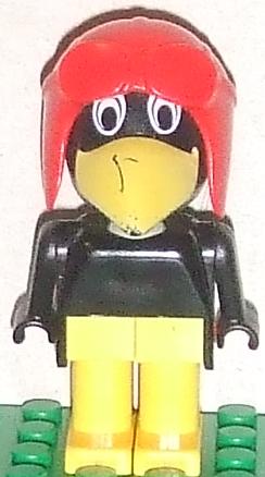 Preowned LEGO® Minifigure – Fabuland fab4h Bird Charlie/Joe Crow Black Head Red Pilot Helme