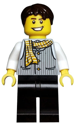 Preowned LEGO® Minifigure – Fusion fus001 Striped Vest w/Yellow Striped Scarf Black Legs Da