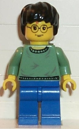 Preowned LEGO® Minifigure – Harry Potter hp038 Harry Potter Sand Green Sweater Torso Blue L