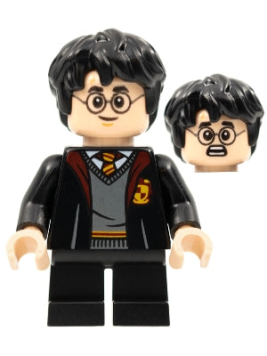 Preowned LEGO® Minifigure – Harry Potter hp314 Harry Potter Gryffindor Robe Open Black Shor