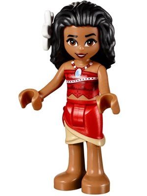 Preowned LEGO® Minifigure – Disney moa001 Moana Mini Doll Red Skirt White Flower