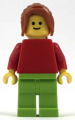 Preowned LEGO® Minifigure – Building Bigger Thinking pln187 Plain Red Torso w/Red Arms Lime