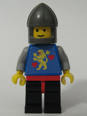 Preowned LEGO® Minifigure – Castle twn042 Castle Guard Lion w/Hearts Black Legs Dark Gray